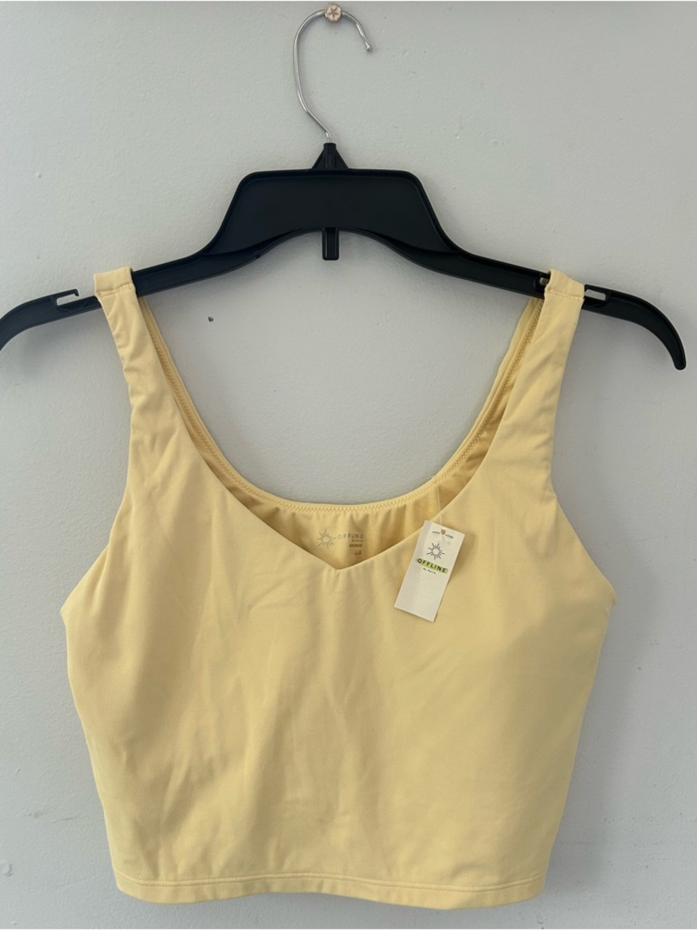 OFFLINE by Aerie Soft Pale Yellow Cropped Tank Bralette